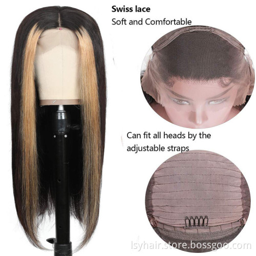 Mink Straight Full Lace Human Hair Wigs Women Wholesale 12a Brazilian Virgin Hair Lace Front Wig for Black Transparent Soft Dye